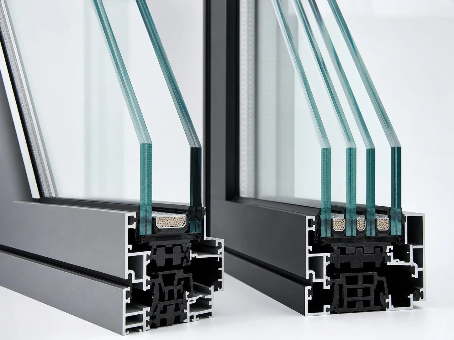 Thermal-break aluminum profile and insulated glass detail